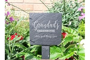WARMHAND Slate plant marker - "Grandad's greenhouse where good things grow" - a fun addition to any garden