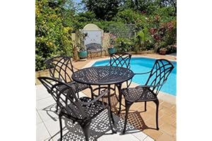Lazy Susan Hannah 4 Seater Round Garden Table Set | Maintenance Free | Weatherproof | Cast Aluminium | 3 Year Guarantee | Antique Bronze Finish | April Chairs