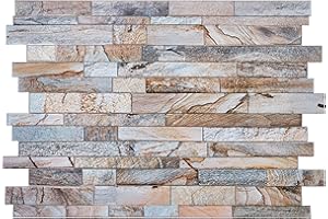 NOVECRAFTO Marble Stone Effect PVC Wall Cladding Panels in Grey and Beige - Set of 20 Panels - 12.52 sqm | 134.76 sqf -Real Sone Brick Slate Imitation - Mix Glossy with Matt