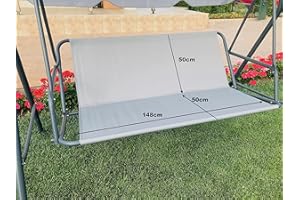 PETELA Replacement Swing Seat Cover Garden Swing Seat Cover Hammock Chair Garden Swing Chair Outdoor Garden Chair Covers Bench Cover (148cm x 50cm x 50 cm, Grey)