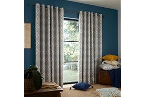Pineapple Elephant Ziri Geo Cotton 90x90 Inch Lined Eyelet Curtains Two Panels Teal