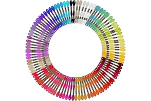 Curtzy Stickgarn Baumwolle Nähgarn Set (100 Stk) – 8m Bunte Wolle Baumwolle Garn in Regenbogen Farben 6-Strang – DIY Häkelgarn Baumwolle zum Basteln, Kreuzstich Stoff, Freundschaftsbänder, Nähfaden