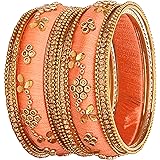 NMII Fabric & Metal and Zircon Kada Set for Women & Girls: 