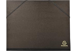 Exacompta 547100E Teczka rysunkowa Kraft, A4+, zamykana na gumkę, wykonana z bardzo mocnego kartonu, format 26x33 cm, grzbiet pokryty tkaniną, 1 sztuka kolor czarny