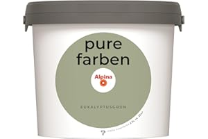 Alpina pure farben Wandfarbe – Eukalyptusgrün – strapazierfähige und atmungsaktive Innenfarbe – ergiebig, gut deckend & reinigungsfähig – 2,5 Liter
