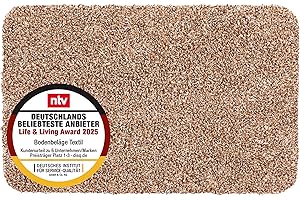 Astra Schmutzfangmatte innen waschbar 40x60 cm – Sauberlaufmatte beige 100% Baumwolle Türmatte - Entra SAUGSTARK - rutschfeste Fußmatte pflegeleicht