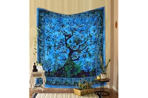 THE ART BOX Árbol de la Vida para Colgar en la Pared Psychedelic Tapiz Turquesa - 140x210cm Boho Hippie Indio Algodón Playa Toalla Manta Para Pared Dormitorio Tapices