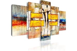 CUADROS B&D XXL murando Cuadro en Lienzo Abstracto 200x100 cm Impresión de 5 Piezas Material Tejido no Tejido Impresión Artística Imagen Gráfica Decoracion de Pared Africa Mujer h-A-0077-b-o