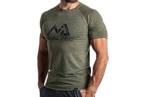 Natural Athlet Slim-Fit koszulka fitness dla mężczyzn – ciasna i długa, szybkoschnąca męska koszulka z krótkim rękawem – do uprawiania sportu, na siłownię, do studia fitness, treningu, kulturystyki i