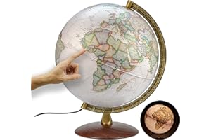 ORBIT GLOBES & MAPS National Geographic Illuminated Globe in Executive Style, 30 cm Globe with Sturdy Base and Metal Meridian, Map Picture 2025 Physical/Political with LED Light, Current German Map Image