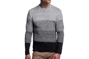 Karl´s People Herren Strick-Pullover Rundhals | Männer Winter-Pullover Color-Block|stylischer Herren Strick-Pulli | Warmer Männer Pulli Grobstrick| Herrenpullover Herren Basic Longsleeve