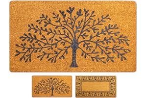LUA VIKA Kokosowe wycieraczka, antypoślizgowa mata kokosowa, mata powitalna z gumowym spodem PCV, antybakteryjny łapacz brudu, trwałe włókna naturalne 100% kokos, mata zatrzymująca brud do drzwi wejściowych 40x70 (Tree of life)