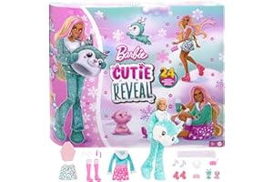 ‎BARBIE Barbie Cutie Reveal Kalendarz adwentowy z lalką, 24 niespodziankami i zmianą koloru, HJX76
