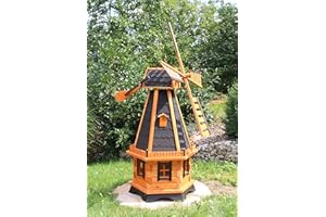 HOLZDEKOLADEN XXL Windmühle 1,45 m aus Holz mit Solar Typ 23.1 (schwarz)