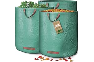 GardenGloss® Garden Waste Bags Heavy Duty with Handles (3pcs) - 272L High Capacity Garden Bag - UV Stable and Water Repellent - Reusable
