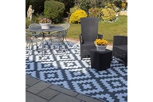 VALIANT FUN Valiant Outdoor XL Waterproof Rug for Gardens, Patio and Decking - Geometric Grey - 3.6m x 2.7m
