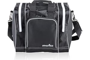 Athletico Bowling Bag for Single Ball - Single Ball Tote Bag with Padded Ball Holder - Fits a Single Pair of Bowling Shoes Up to Mens Size 14