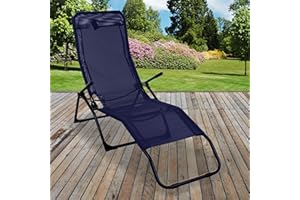 marko 2 x Rocker Loungers Black Sunchair Recliner Outdoor Garden Furniture Folding (1x Lounger)