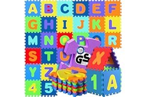 Puzzle tapis mousse bébé alphabet et chiffres 86 pièces 36 dalles 32x32 cm enfant bas âge