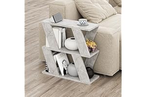 HOCUS PICUS Hocuspicus Narrow Side Table with 2 Storage Shelf | 2 Tier Side Table | Slim End Table | Modern Design Sofa Table | Living Room, Office | Many Colour Options | 60x22x57cm (Gold Marble Effect)