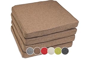 sunnypillow 4er Set Stuhlkissen wasserdicht UV-lichtecht 45 x 45 x 5cm - Polsterauflage Auflage für Stühle/Bänke - Sitzkissen Stuhlauflage für Haus und Garten - Indoor/Outdoor | Braun