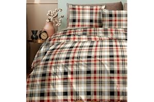 Ruggeri - Completo Letto Matrimoniale - 100% Morbida Flanella di Alta Qualità | 2 Federe + 1 Lenzuolo con Angoli + 1 Lenzuolo Sopra | Lenzuola Calde Invernali in microfibra - Everyday (Quadri Beige)