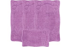 Emmahome ROMANY GYPSY WASHABLE 4PCS MAT/RUG SET, CARAVAN/MOBILE HOME MEDIUM SIZES, 75X125CM, ULTRA SOFT MICROFIBRE YARN, ELVIN (Lilac)