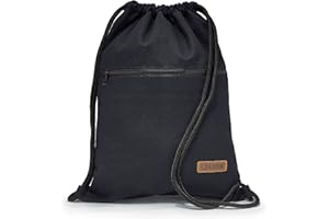 By Bers LEON Turnbeutel, große Reißverschluss Außentasche, mit Innentaschen Rucksack Tasche Damen Herren & Teenager Gym Bag Draw String (Blau_Zipper)