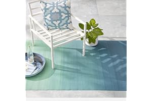 FAB HABITAT FAB HAB dégradé Ombre Tapis d'extérieur - Big sur Bleu Vert - résistant à l'eau, ne Fade Pas, réversible - Plastique recyclé Premium - terrasse Balcon Cuisine entrée Patio - 150cmx240cm