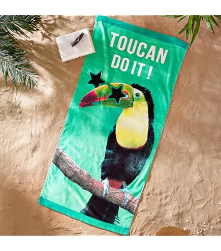 Serviette De Plage Catherine Lansfield - Motif Girafe, 100% Coton | 76x160 Cm, Absorbante Et Douce