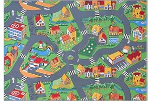Carpet Studio Tappeto Bambini 95x200cm, Tappeto Gioco per Cameretta, Lavabile in Lavatrice, Facile da Pulire, Antiscivolo - Little Village