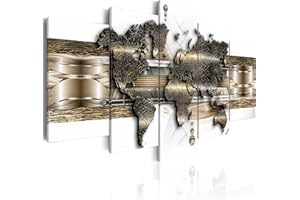 murando - Bilder Weltkarte 225x112 cm Vlies Leinwandbild 5 tlg Kunstdruck modern Wandbilder XXL Wanddekoration Design Wand Bild - World Map Landkarte Kontinente Abstrakt grau k-A-0022-b-n