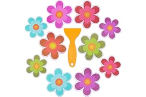 HEBAYY Confezione da 10 adesivi antiscivolo per vasca da bagno e doccia, raschietto incluso.