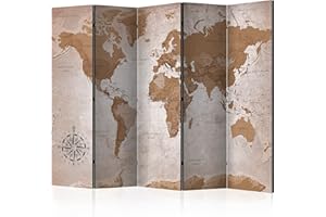 murando - Paravento da Interno Marrone 225x172 XXL 5 Pannelli - Stampa Bilaterale su Tela in TNT - Separe per Ufficio Ambienti Paraventi Decorazioni Moderno Soggiorno - Continenti k-A-0108-z-c