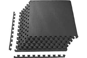 BalanceFrom Puzzle Exercise Mat EVA Foam Interlocking Tiles, Black