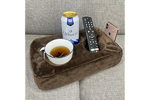 FORZADDIK Couch Cup Holder Pillow, Couch Drinks Remotes Holder for Center of Couch, for Sofa, Bed, RV, Car (Brown)