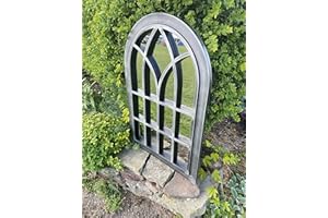 Marissa's Garden & Gift - Silver with black touch Outdoor/Indoor lightweight any weather mirror 76cm x 51cm x 4cm