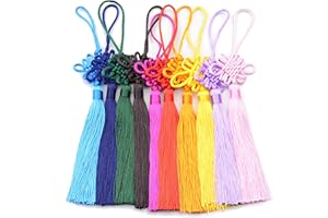 Makhry 10 Unids 8.5 Pulgadas Hecho a Mano de Seda Sedosa Borla China con Seda de Satén Hizo Nudos Chinos para La Puerta y La Decoración del Coche, Arte de Bricolaje (Mixto)