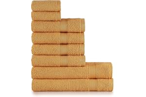 nottoc set asciugamani bagno arancia - 2 teli da bagno, 4 asciugamani e 2 asciugamani per ospiti, asciugamani bagno in 100% cotone, assorbenti, morbidi, 8 pezzi