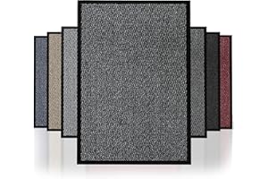 NAUSHA Dirt Trapper Door Mat Heavy Duty indoor & outdoor Rubber Non-Slip Floor & Kitchen Barrier Mat Easy Clean Absorbent Soft Feel Entrance Rug Shoes Scraper Floor Mat (Grey, 40x60 cm)