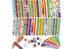 JOYIN 72 Bracelets à Claquer Jouet Halloween pour Enfant, Slap Bracelet Pinata Garçons Halloween Petit Cadeau Anniversaire Enfant, Jouet Anniversaire Enfant Invite, 36 Conceptions Différentes Slap Band