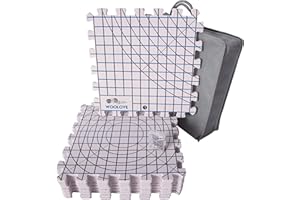 WOOLOVE Spannmatten mit Raster, Matten zum Spannen für Handarbeiten Stricken Häkeln Spitze – Spannunterlagen-Set mit 9 Stück Matten, 50 T-Nadeln und Tasche zum Aufbewahren