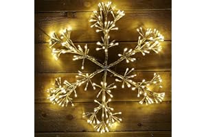 PREMIER 60cm Gold Starburst Snowflake with 300 Warm White LEDs Christmas Display Light