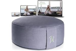 BACKLAxx ® Coussin de meditation Coussin yoga avec remplissage de sarrasin – hauteur d'assise 15cm et largeur d'assise 35cm – yoga coussin rond avec cours vidéo inclus – Coussin pour yoga