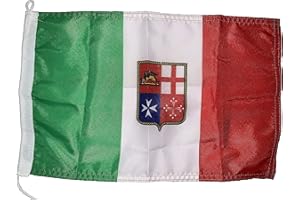 spaceshop® Bandiera Tricolore Italiana Italia Marina Mercantile 20 x 30 cm Navale in Tessuto Nautico Antivento Alta Qualità