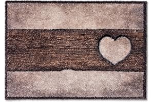ASTRA Puszysta i miękka mata czyszcząca Pure & Soft – kolorowa wycieraczka do drzwi – wytrzymała wycieraczka – 50 x 70 cm (kolor: drewno, serce, piaskowo-brązowy)