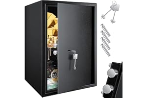 ‎KESSER KESSER® Tresor Möbeltresor mit Doppelbartschloss, Safe Geldschrank Boden-Wandtresor Wandsafe 50x35x31cm ink. 2 x Schlüssel & Befestigungsschrauben, Schwarz