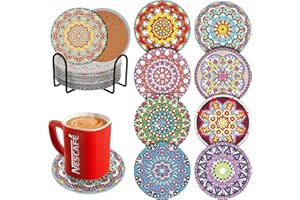 ‎CSYY CSYY Diamond Painting Untersetzer mit Halter, 8 Stück Diamond Art Painting Mandala, Diamond Painting Erwachsene, Acryl Kunsthandwerk Untersetzer für Anfänger, Erwachsene & Kinder