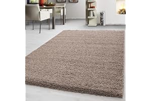 ‎TEPPIUM Teppium Moderner Hochflor Teppich Wohnzimmer 250x350 (240 x 340 cm) Beige - Shaggy Flauschiger Teppich, Extra Weich, Pflegeleicht und Einfarbig - für Schlafzimmer, Küche und Esszimmer