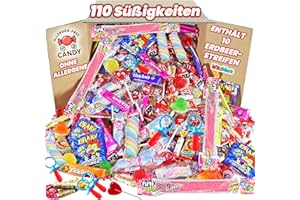 WIKIMARK Megabox mit 110 Süßigkeiten ohne Allergene, Bonbons und Bonbons – perfekt für Geburtstage, Partys, Weihnachten, Halloween. Glutenfrei und laktosefrei. Enthält Erdbeerzungen.